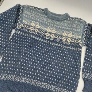 Vtg Dale Of Norway 100% Wool Mens M Sweater Crew Neck Blue Nordic Fair Isle